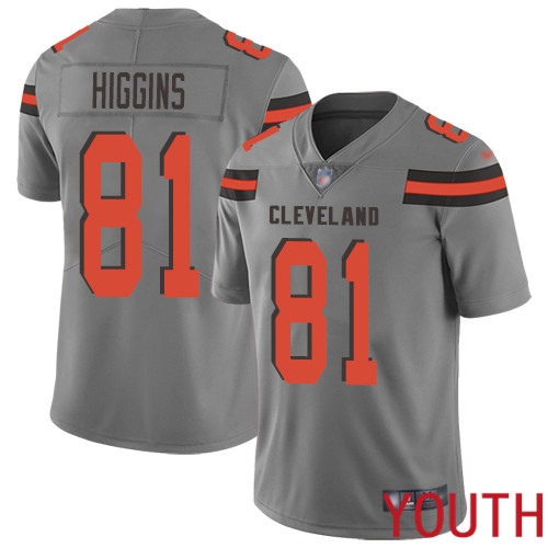 Cleveland Browns Rashard Higgins Youth Gray Limited Jersey #81 NFL Football Inverted Legend
